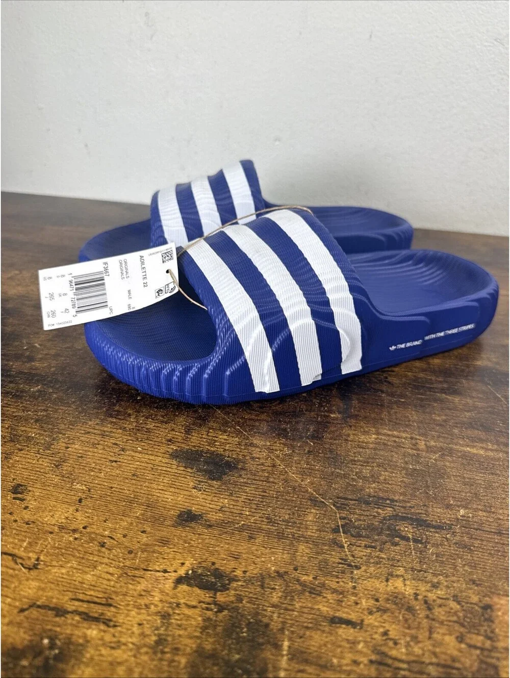 Adidas Adilette 22 Slides Royal Blue White HP6522 Men’s Size 8 – New With Tags